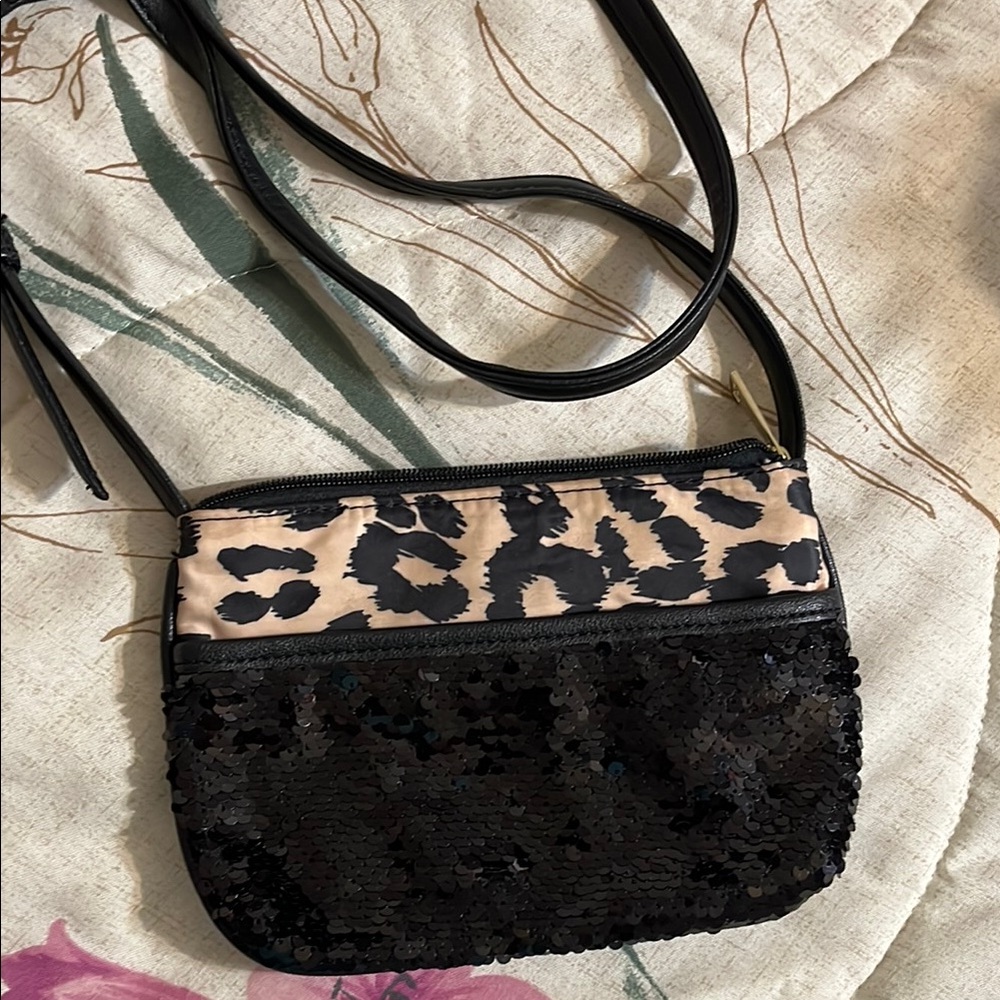 Juicy Couture Leopard Print and Sequin Crossbody purse